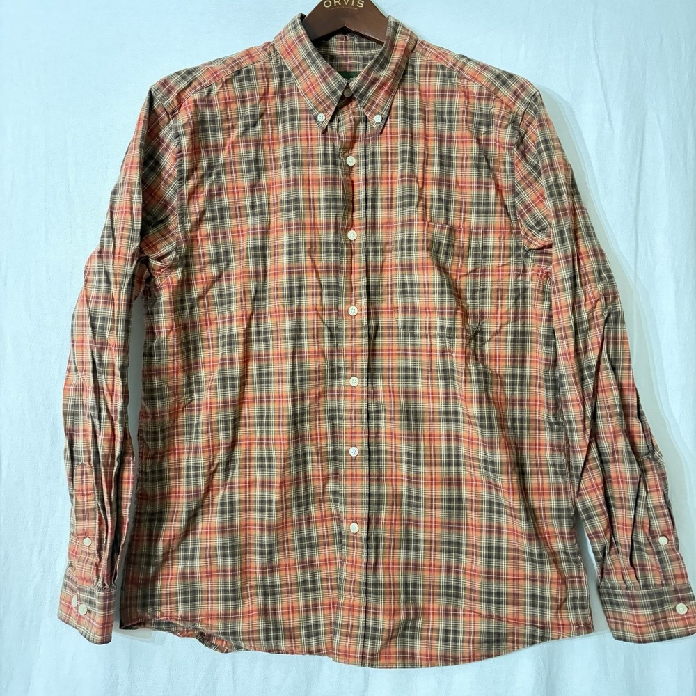 Vintage Eddie Bauer Bainbridge Flannel Shirt Mens‎ Medium Button Up Orange